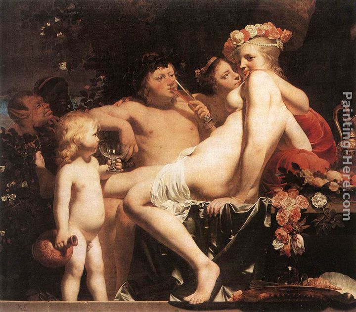 Bacchus with Two Nymphs and Cupid painting - Caesar van Everdingen Bacchus with Two Nymphs and Cupid art painting